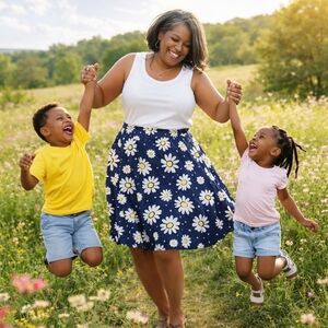 Floral Navy Skirt By DIVINE